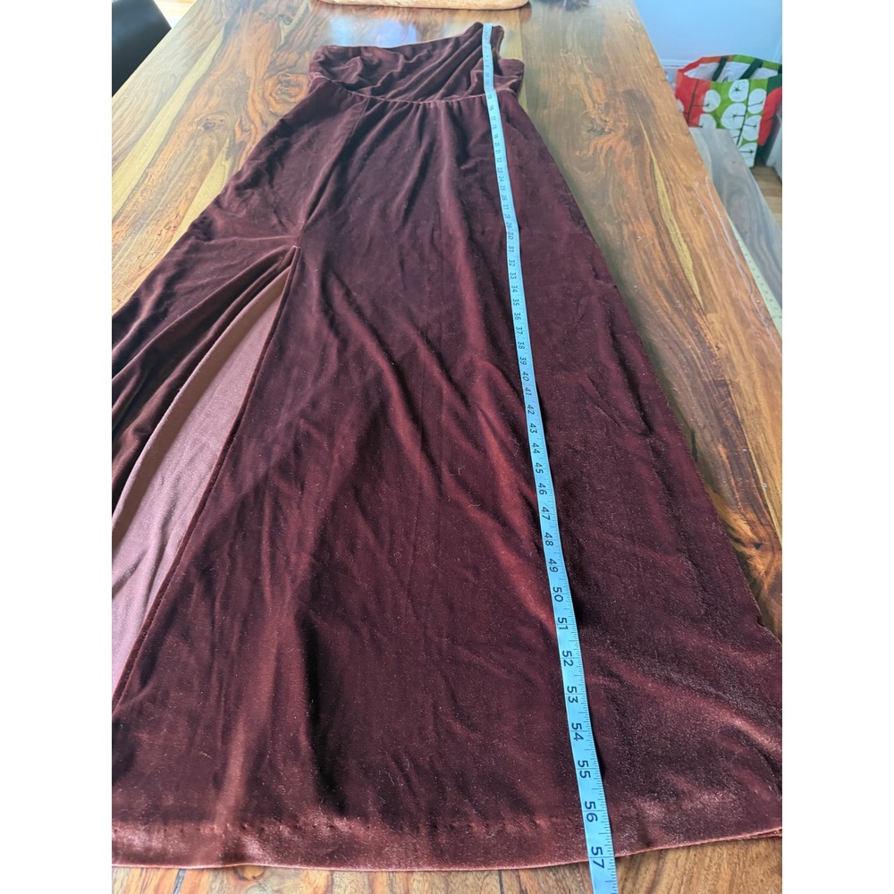 Baltic Born One Shoulder Velvet Maxi Dress Mahogany Brown Formal Gown Large - Picture 2 of 12